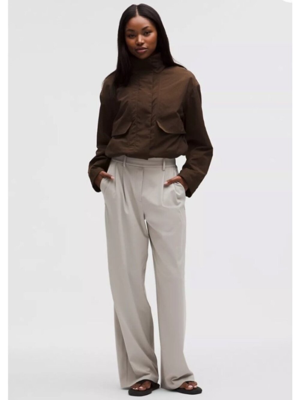 NEW Lululemon Daydrift Wide Leg High-Rise Trousers Downtown Tan Medium Short